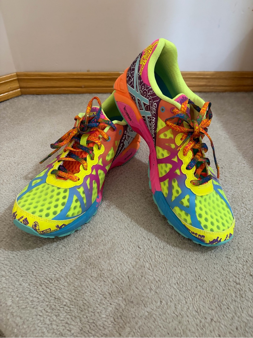 Asics Women’s Neon Yellow Pink Blue Orange Multi Athletic Running Shoes